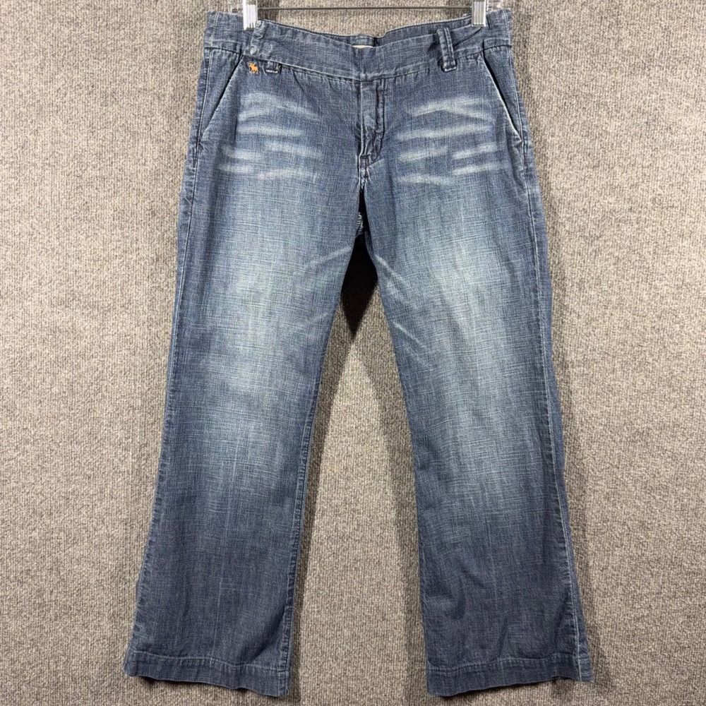 Vintage Abercrombie Fitch Jeans Womens 6 Wide Leg Whiskered Denim Medium Wash